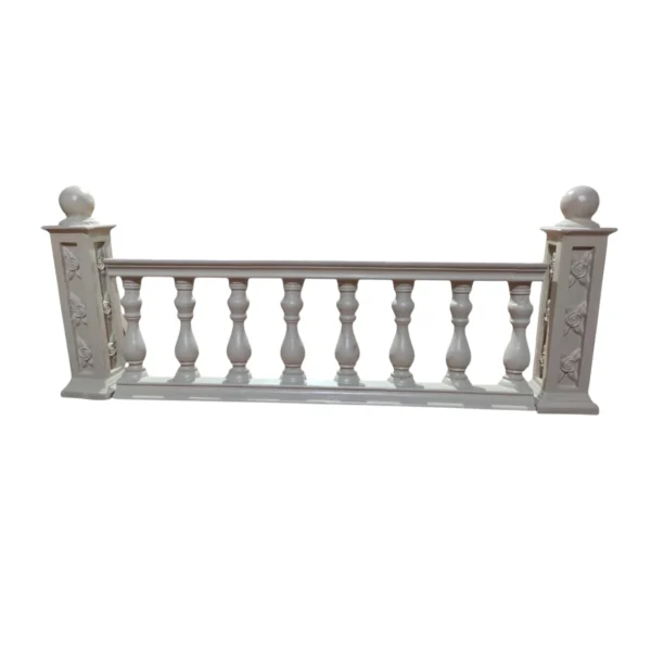 Classic Decorative Glass Fibre Balustrade Railing – White Finish with Floral Pillars