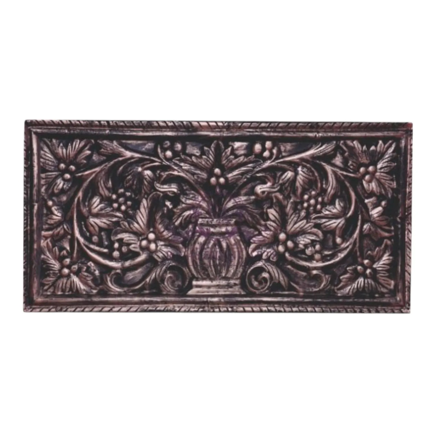 Antique Floral Embossed Glass Fiber Wall Panel – Ornate Vase & Vine Design