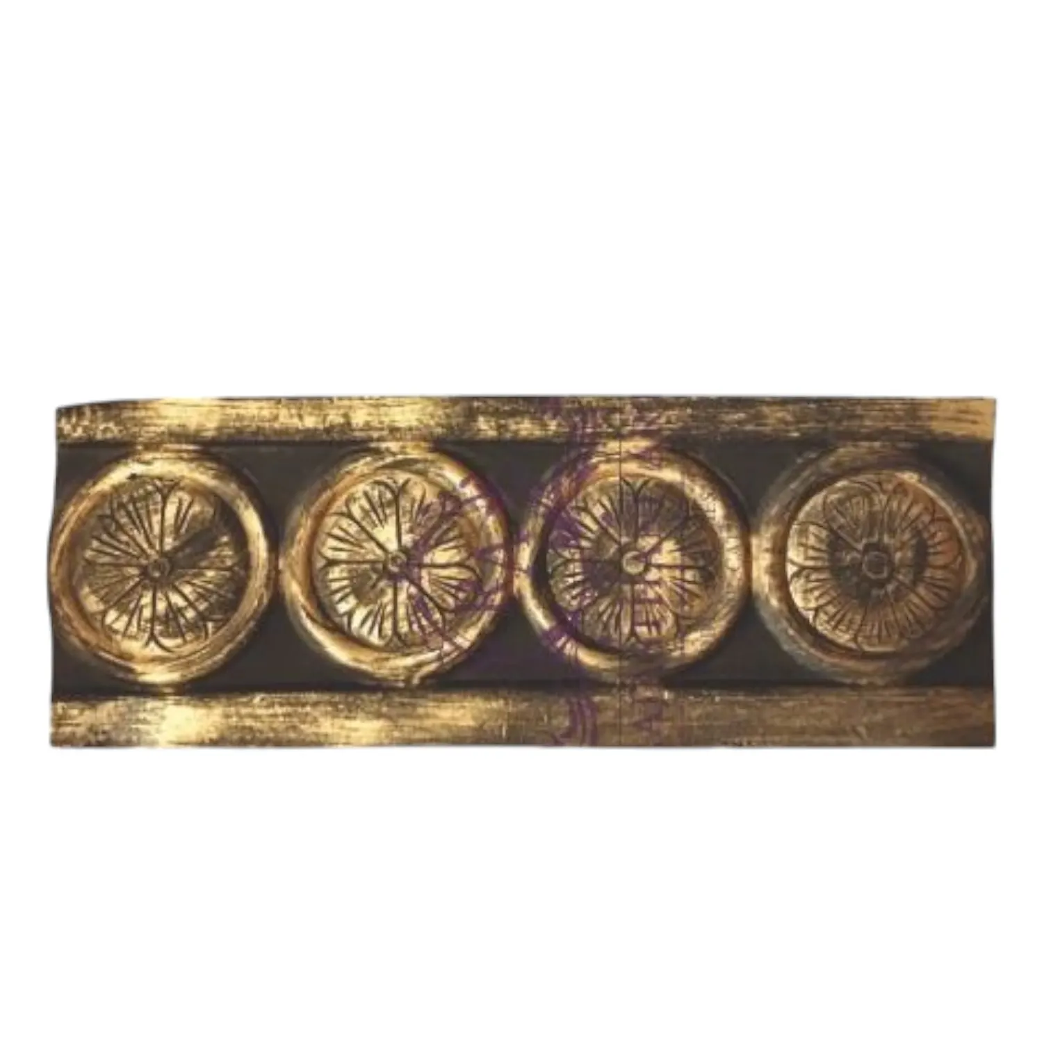 Antique Gold Floral Medallion Cornice Glass Fiber Molding – Ornate Circular Pattern