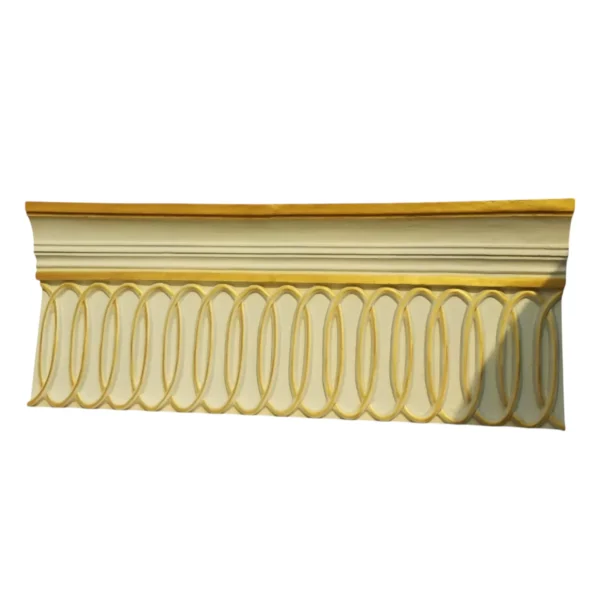 Elegant Loop Pattern Cornice Glass Fiber Panel – Cream & Gold Wall Moulding Design