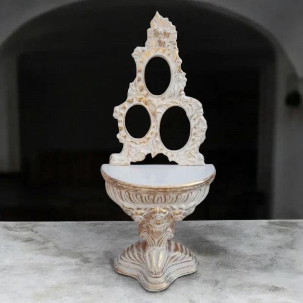 Fiber White Consoule with Golden Touch Frame
