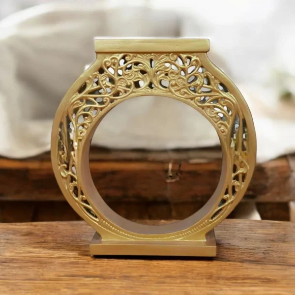 Elegant Brass Round Incense Holder with Intricate Filigree Design – Tabletop Aromatherapy Stand